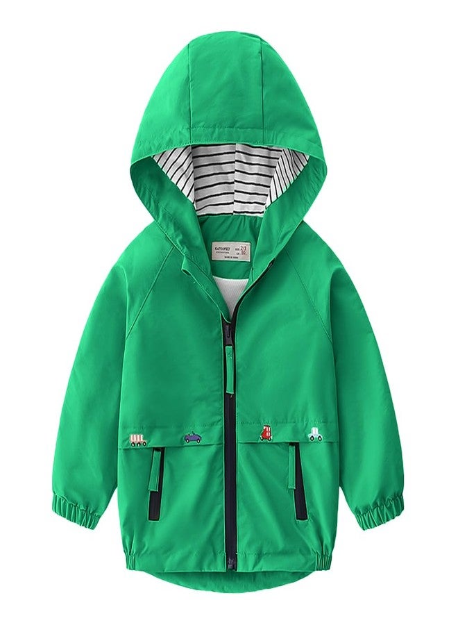 Volunboy Baby Boys Hooded Jacket Toddler Long Sleeve Spring Lightweight Windbreaker Kids Zip Up Fall Windproof Coats (Grass Green, 18-24 Months) - Image 1